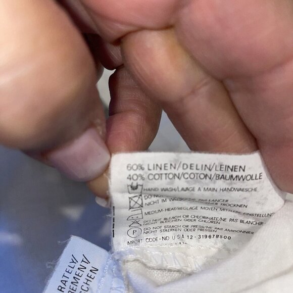 Otto Kern Women's Linen/Cotton Button Front Blouse Sz M Crochet Trim Cottagecore - Picture 6 of 11